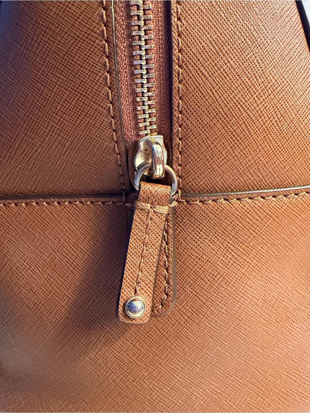 Michael Kors Cognac Saffiano Leather Dome Satchel with Gold Hardware - Picture 3 of 16